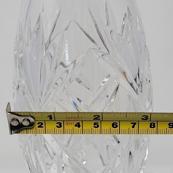 Vintage Carved Crystal Vase 6" Diamond Star Sparkle Narrow Oval Flower Vase - Picture 6 of 10